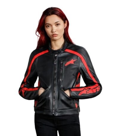 ALPINESTARS STELLA DYNO LEATHER JACKET BLACK, RED