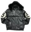 8 Ball David Puddy Black Leather Bomber Jacket - Image 3