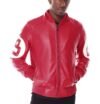 8 Ball Red Hooded Leather Jacket - Image 2