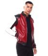 90s Moto Colrblock Red Leather Jacket