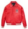Men's Avirex Icon Red Bomber Leather Jacket - Image 2