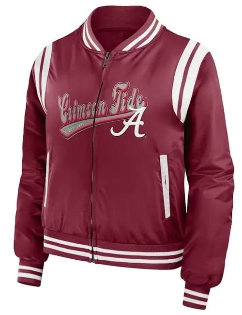 Alabama-Crimson-Full-Zip-Bomber Alabama Crimson Full-Zip Bomber Jacket - Image 1