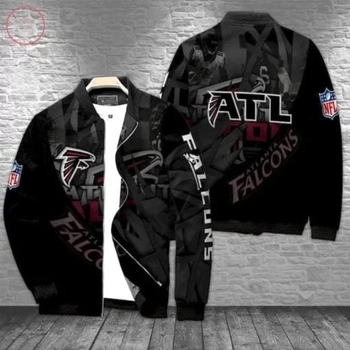 Atlanta-Falcons-NFL-Black-Bomber-Full-Zip-Jacket Atlanta Falcons NFL Black Bomber Full Zip Jacket - Image 1