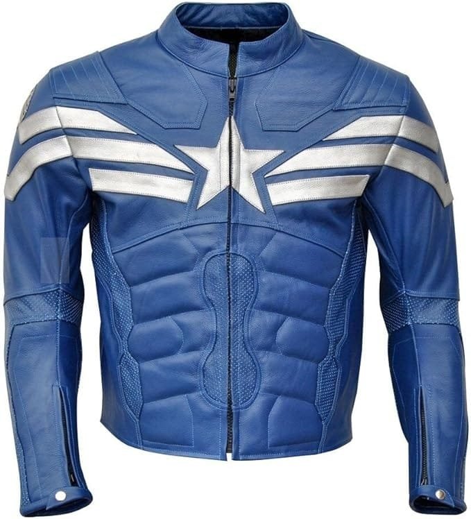 Captain America Blue Leather Jacket Captain America Blue Leather Jacket - Image 1
