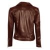 Chocolate Brown Biker Women’s Leather Jacket - Image 2