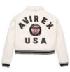 Cropped Women Icon White Avirex Bomber Leather Jacket - Image 4