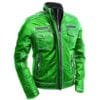 Men’s Green Biker Leather Jacket