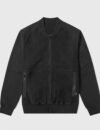 Regalado Black Suede Leather Bomber Jacket
