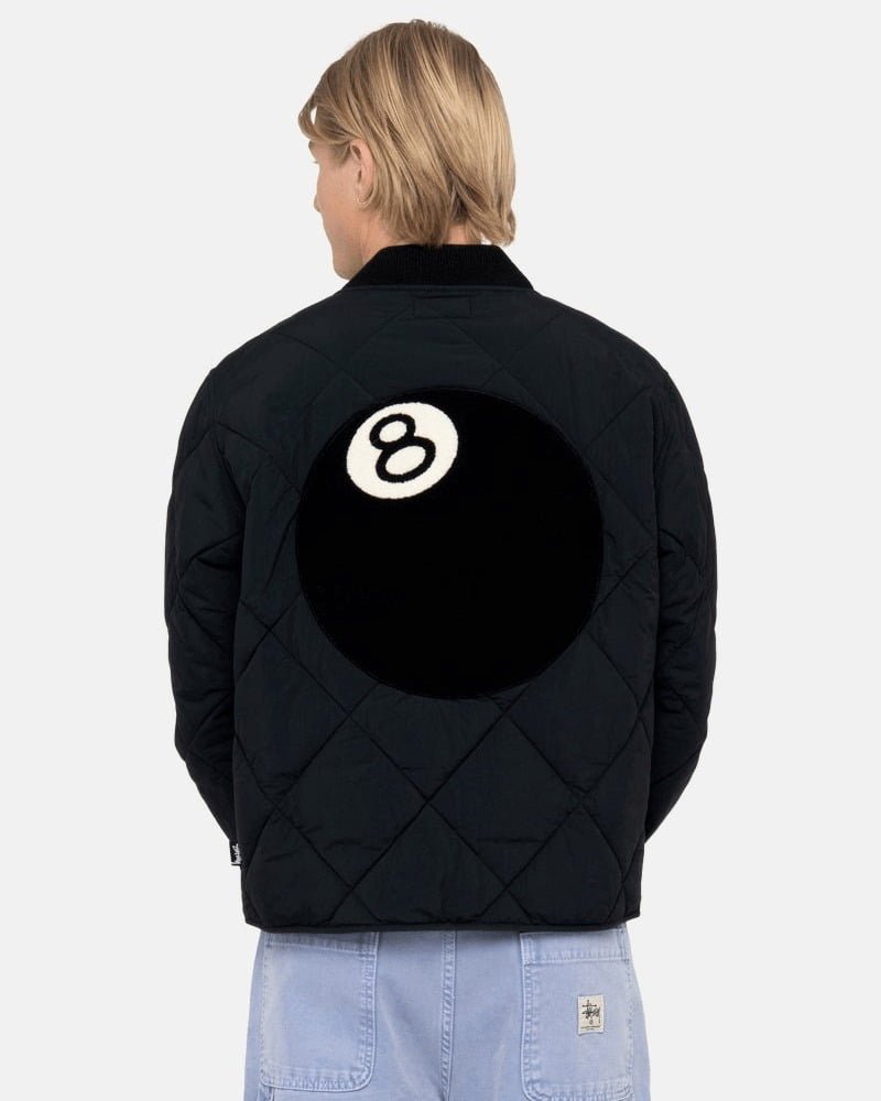 Stussy-8-Ball-Black-Quilted-Line Stussy 8 Ball Black Quilted Liner Jacket - Image 1