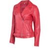 Women Red Elegant Biker Leather Jacket - Image 2