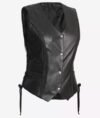 Women's Black Western Leather Vest High Quality Real Lambskin Leather - Image 4