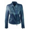 Women’s Elegant Vintage Blue Leather Jacket