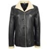 Women’s Leather Classic Button Box Jacket Amber Black Beige