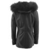 Women’s Real Leather Mid Length Coat Fleur Black - Image 2