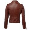 Women’s Stylish Brown Leather Jacket - Image 2