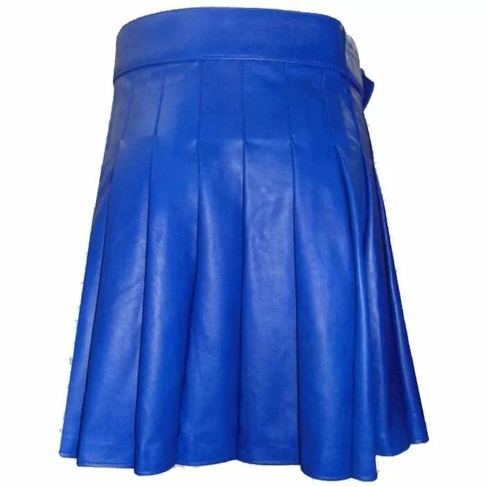 blue-leather-kilt-back.jpg Men's Blue Leather Kilt - Image 1