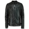 Mens Cafe Racer Biker Leather Jacket - Image 2