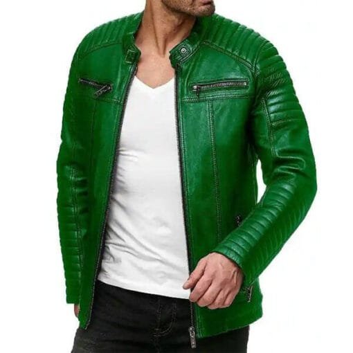 jungle-green-men-leather-jacket-510x510 Jungle Green Men Leather Jacket - Image 1