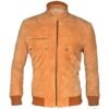 Men's Suede Leather Bomber Jacket