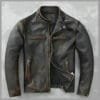 Men's Motorcycle Vintage Cafe Racer Distressed Black Biker Real Leather Jacket