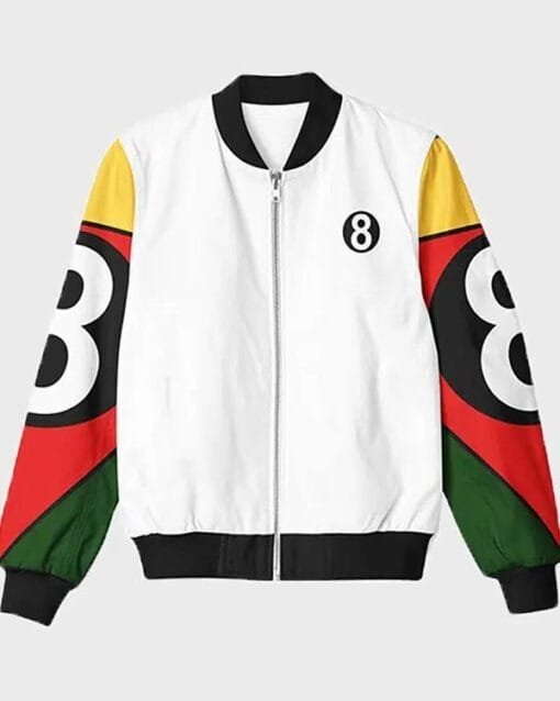 8-Ball-90s-White-Vintage-Bomber (2) 8 Ball 90s Style White Bomber Jacket - Image 1