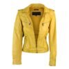 Lime Yellow Women’s Stylish Leather Jacket