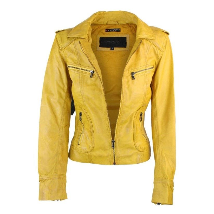 Lime Yellow Women’s Stylish Leather Jacket Lime Yellow Women’s Stylish Leather Jacket - Image 1