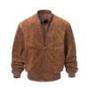 Mens Vintage Leather Baseball Bomber Jacket
