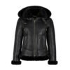 Women's B3 Bomber Hooded Classic Black Shearling Jacket