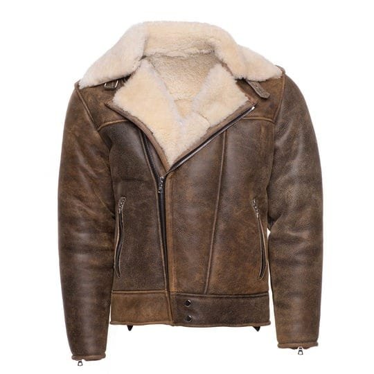 720_540x Carter's Distressed Biker bomber Shearling Jacket - Image 1
