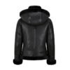 Women's B3 Bomber Hooded Classic Black Shearling Jacket - Image 3