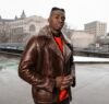 Mateo Brown Biker bomber shearling jacket with lapels - Image 3