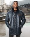 Drew Navy quilted sheepskin shearling coat - Image 4