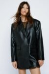 Faux Leather Fringed Longline Blazer - Image 2