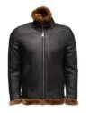 Classic Ginger Brown B3 Bomber Aviator Shearling Jacket - Image 3