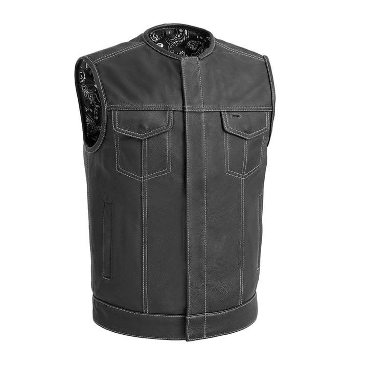 Bandit Leather Motorcycle Vest for Men Classic Biker Style